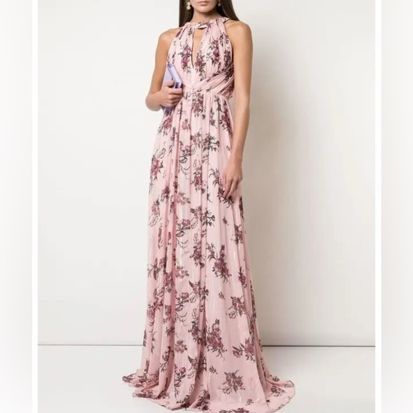 Marchesa Dresses & Skirts - NWT Marchesa Notte Carrara Blush Floral Keyhole Halter Neck Open Back Gown Sz 10